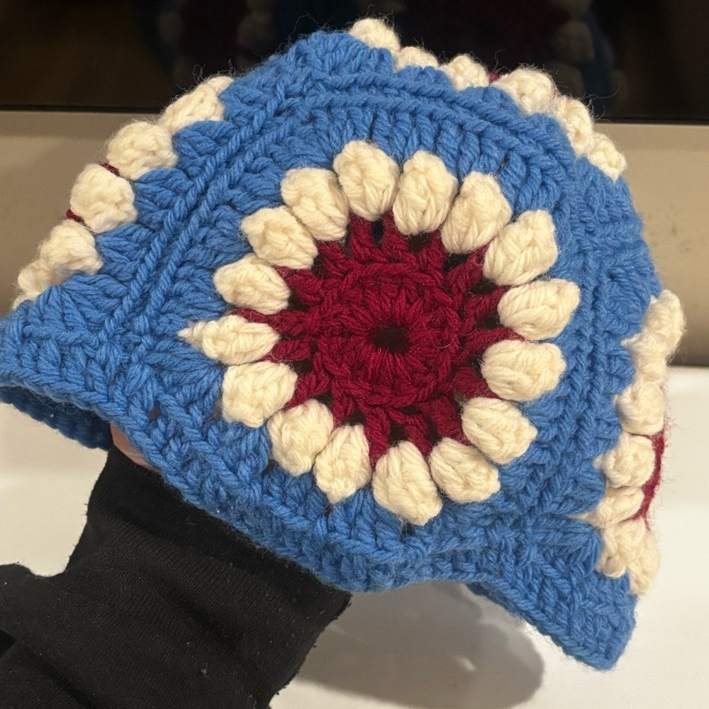 Boho Handmade Crochet Granny Square multicolor Hat